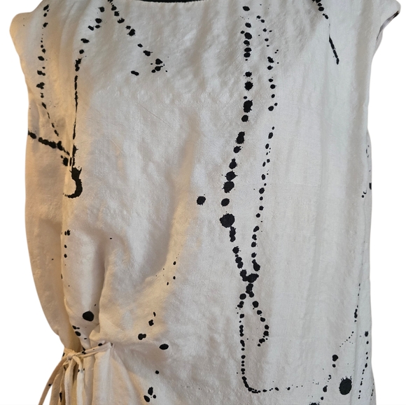 Vintage Hannoh Wessel Silk White and Black Paint Splatter Midi Dress Size 36 - Picture 12 of 12